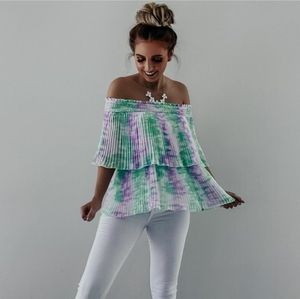Tie die off shoulder top NWT